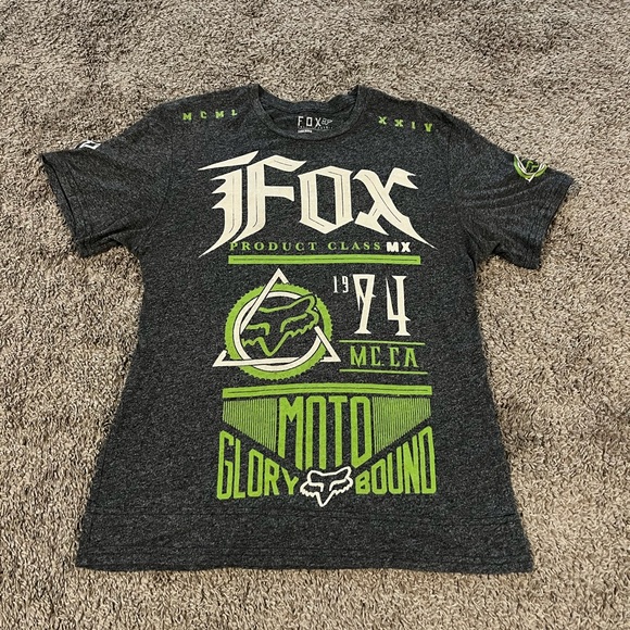 Men’s Y2K Fox Racing Graphic T-Shirt Grey/Green Size Large Slim Fit - Picture 1 of 5